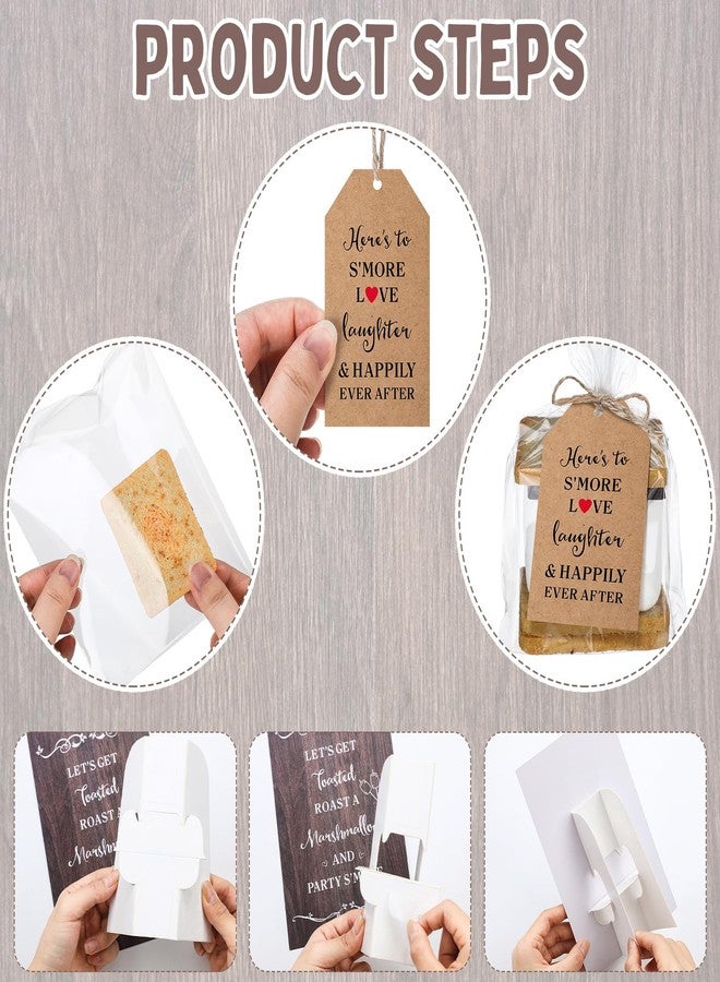 Moinchore 100 Sets Smores Wedding Favors Including 100 Clear Cellophane Smore Bags 100 Paper Insert S'more Love Tags Desktop Stand and 32.81 ft Twine for Wedding Baby Shower Party Favors (Rustic) - Image 3